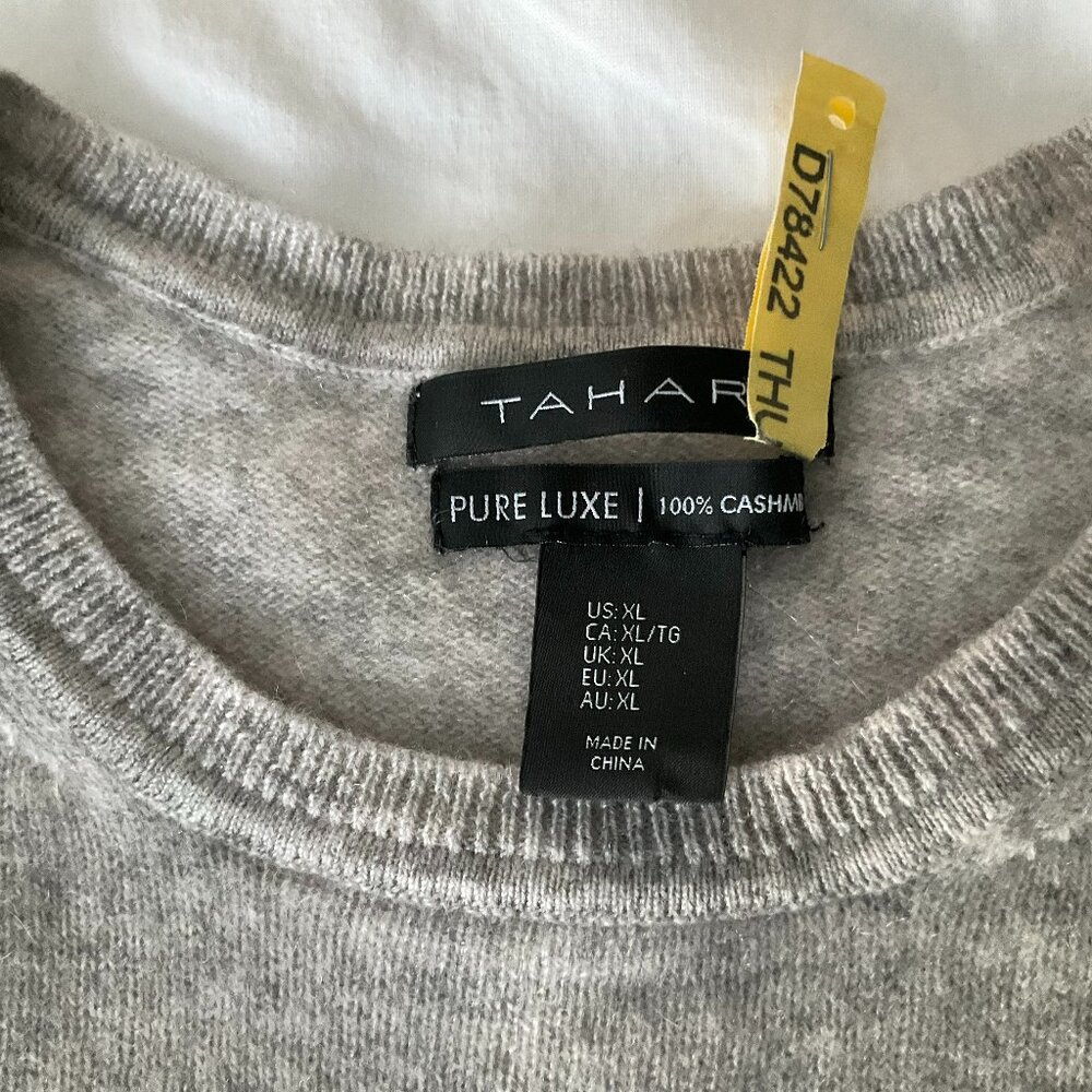 100% grey cashmere sweater Tahari Pure Luxe - Picture 3 of 6